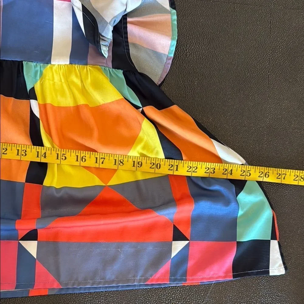 BritonCourt Colorful Geometric Dress with Flutter Sleeves size 2